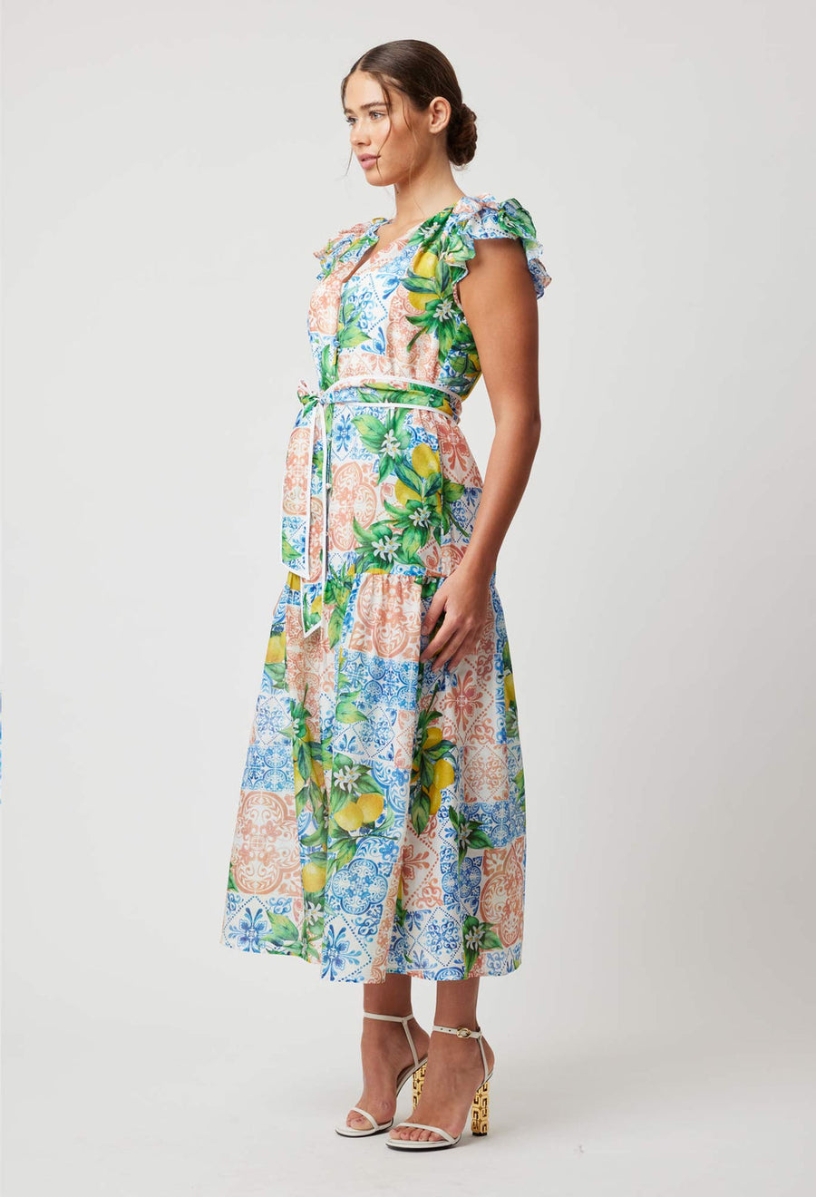 OnceWas Paradiso Cotton Silk Dress in Limonata