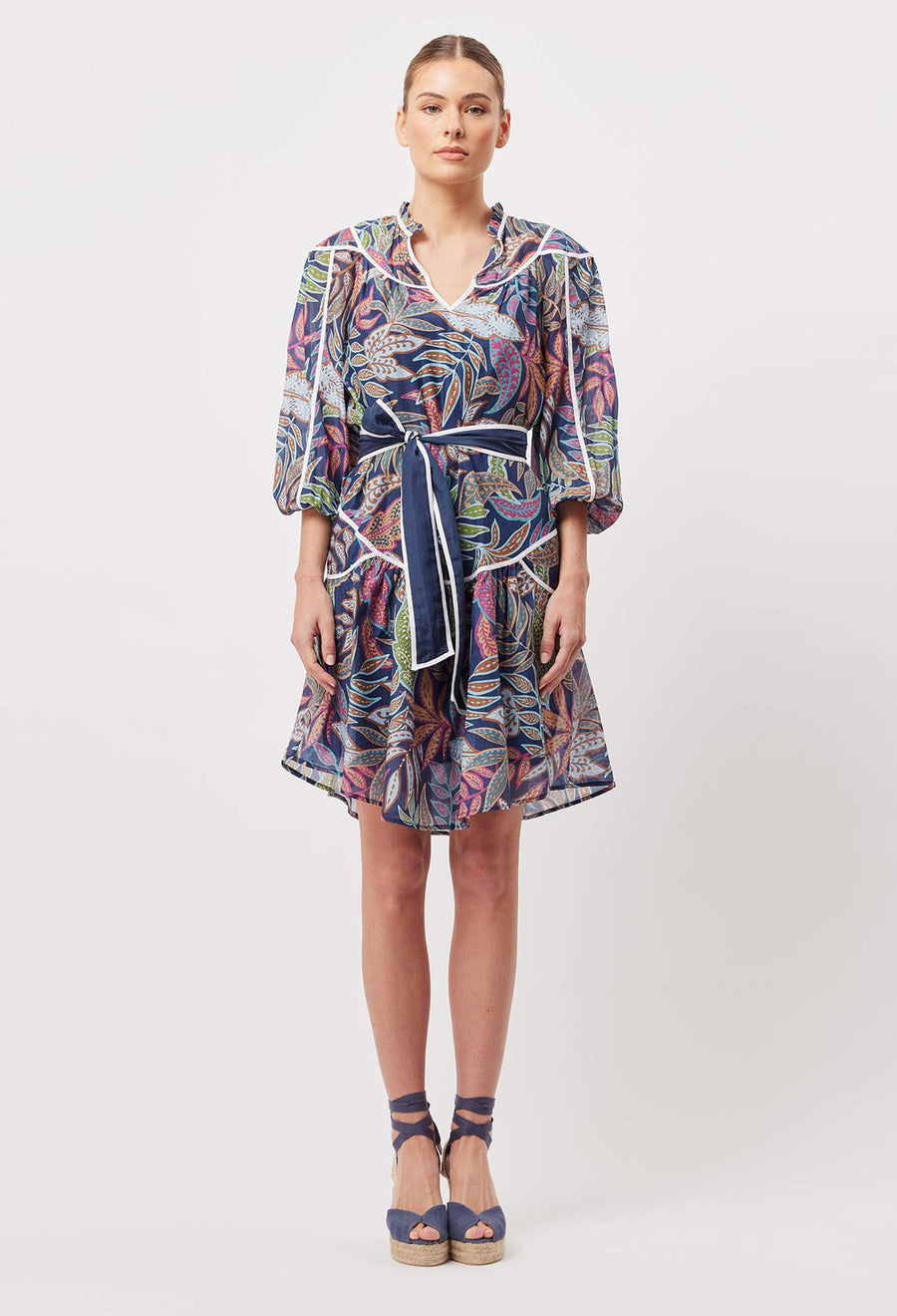 OnceWas FIESTA High Neck Dress in Fiesta Tropico print