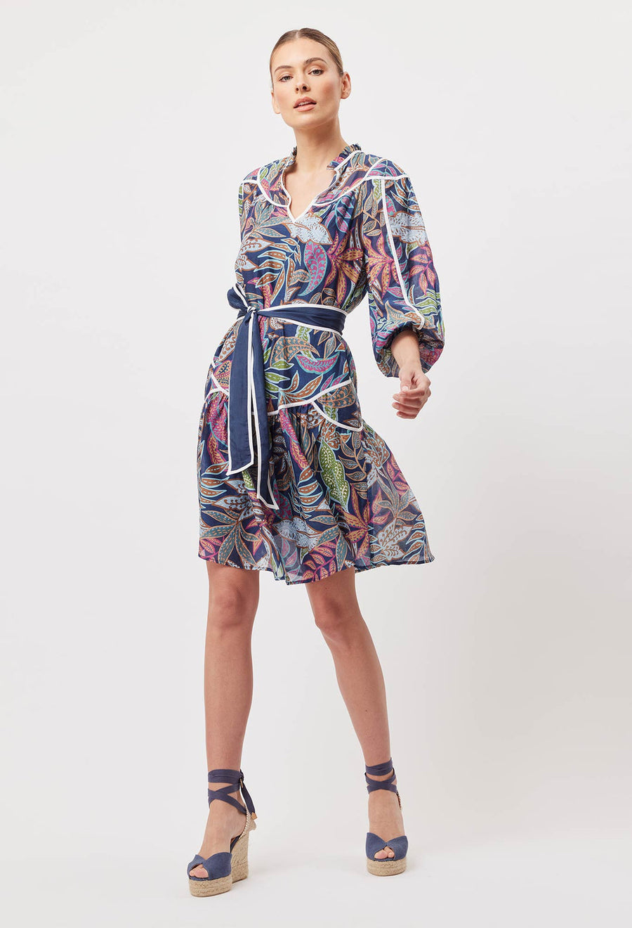 OnceWas FIESTA High Neck Dress in Fiesta Tropico print