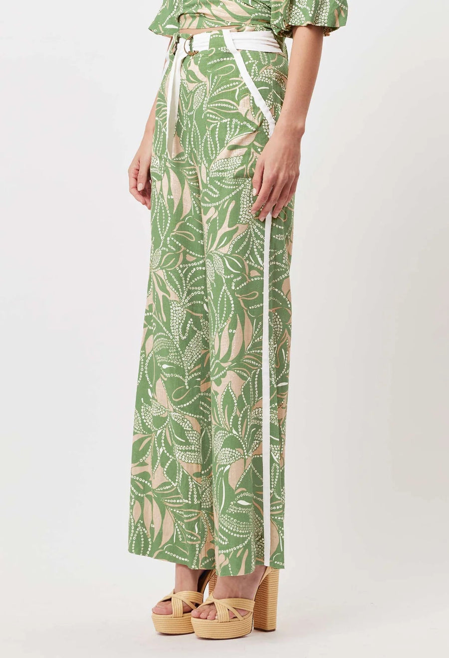 OnceWas Grace Linen Viscose  Pant in Jungle Tropico