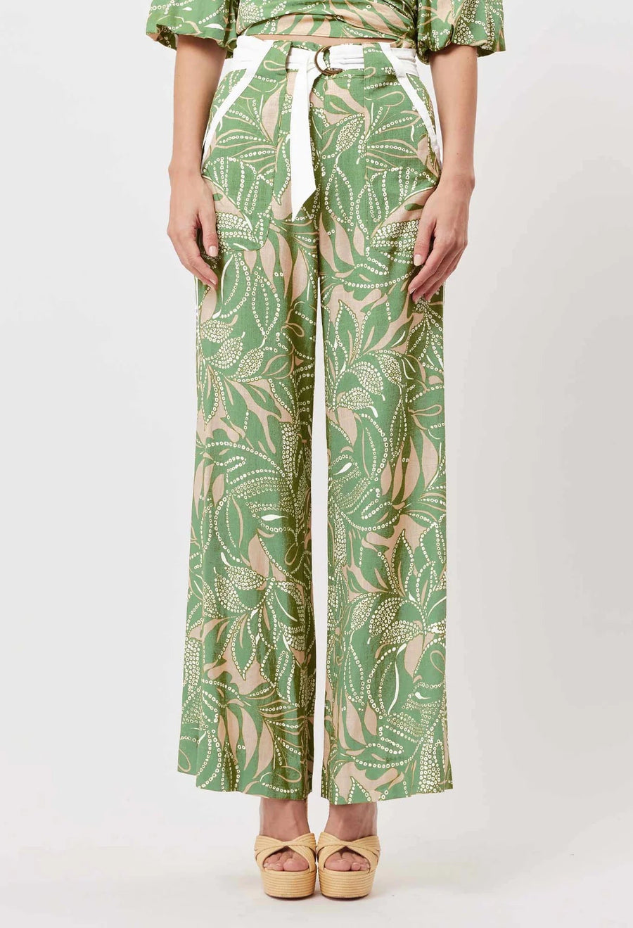 OnceWas Grace Linen Viscose  Pant in Jungle Tropico