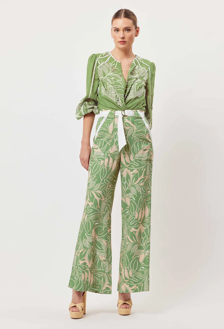 OnceWas Grace Linen Viscose  Pant in Jungle Tropico