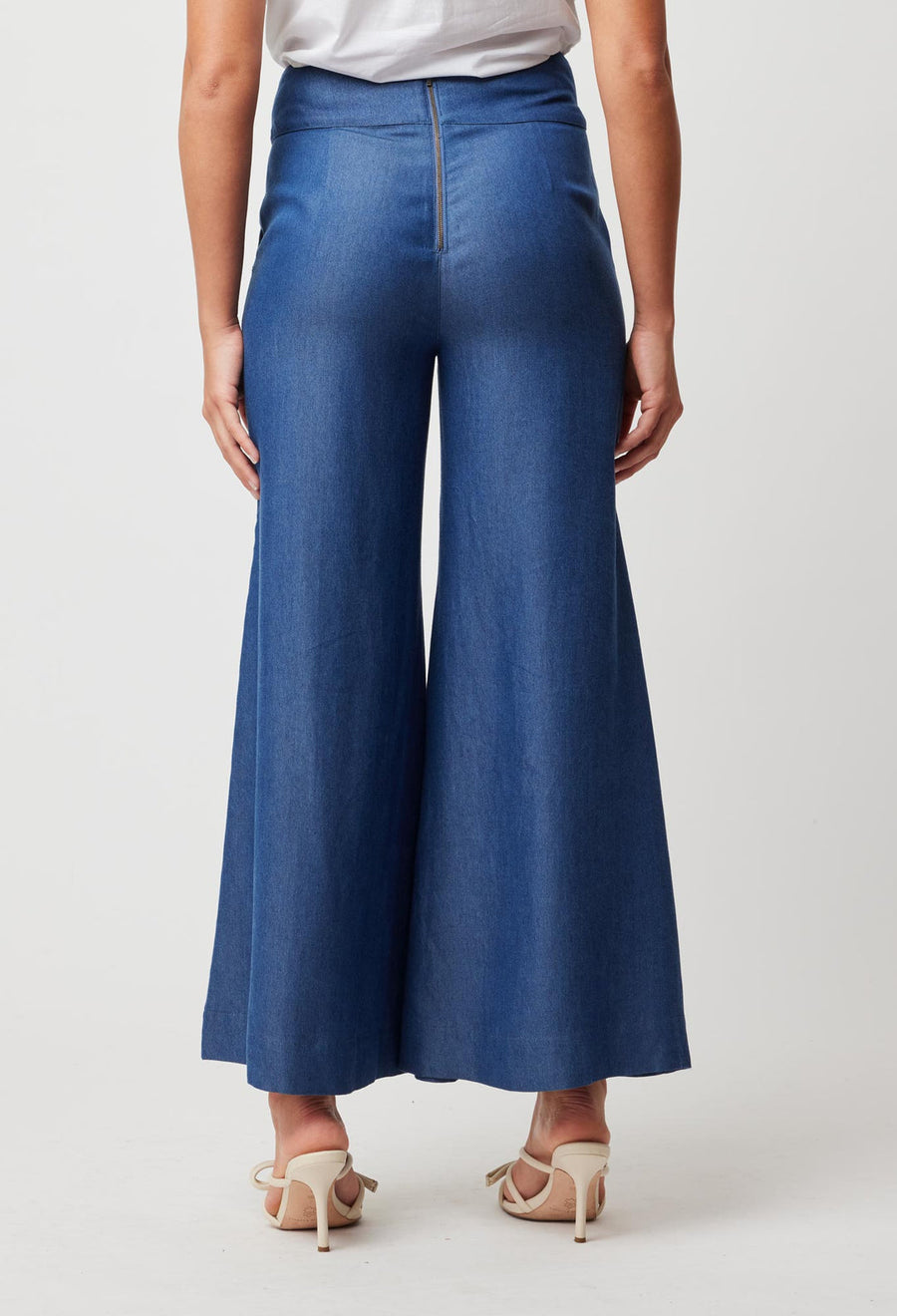 OnceWas Panama Tencel Wide-Leg Pants in Dark Denim