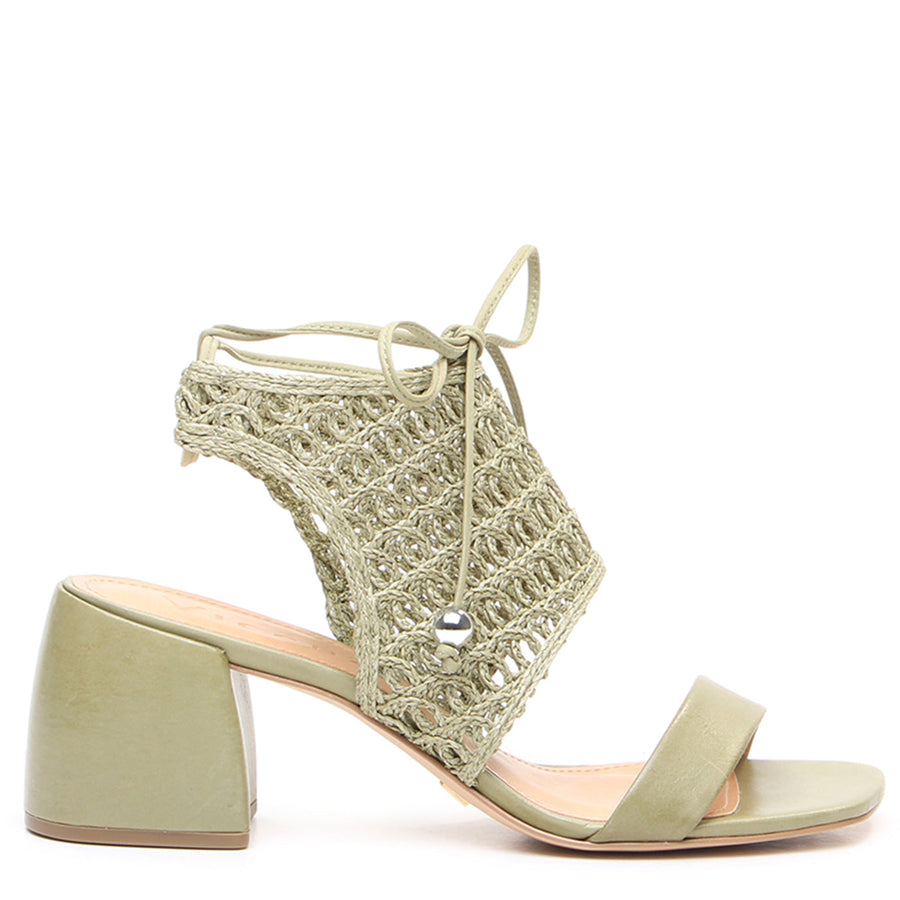 Aisha Olive Block Heel Sandal