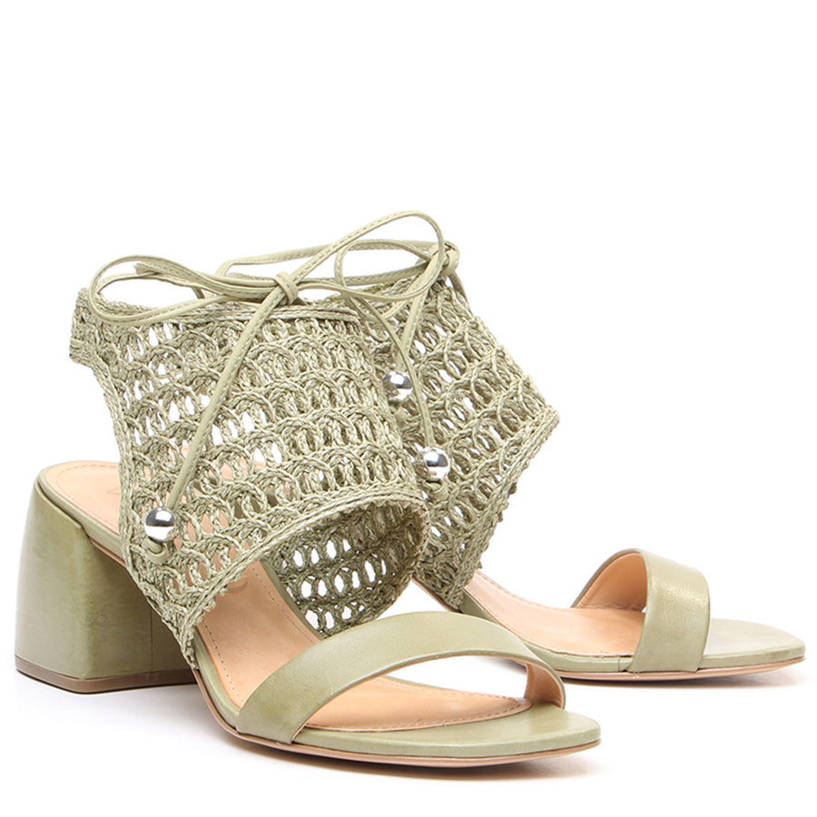 Aisha Olive Block Heel Sandal