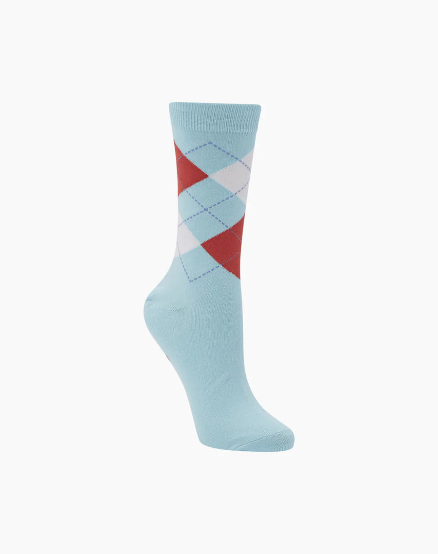 WOMENS ARGYLE BAMBOO SOCK - BLUE