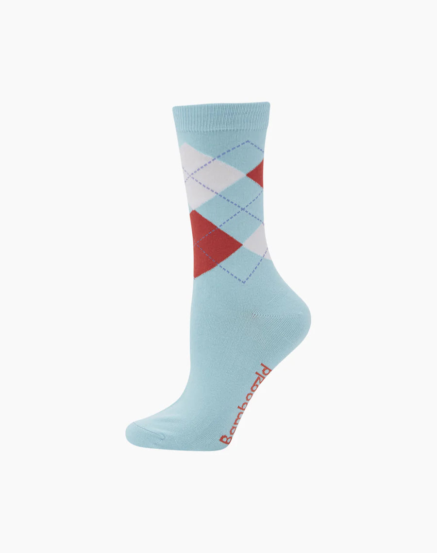 WOMENS ARGYLE BAMBOO SOCK - BLUE