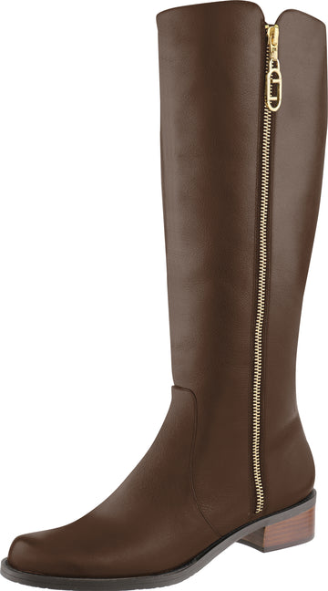 Noemi Knee High Flat Boots - Brown