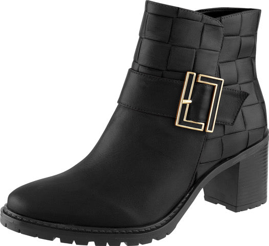 Luna Black Mid Heel Boot