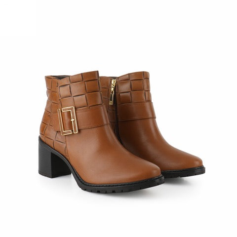 Luna Brandy Mid Heel Ankle Boot