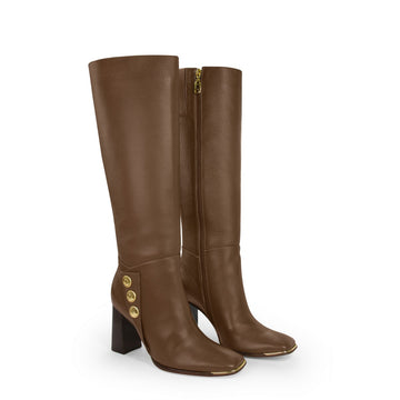 Lilibelle Heeled Knee High Boots Tan