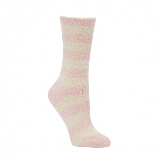 Womens Bamboo Bed Sock - Pink Stripe