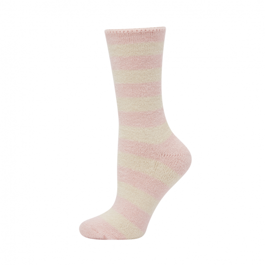 Womens Bamboo Bed Sock - Pink Stripe