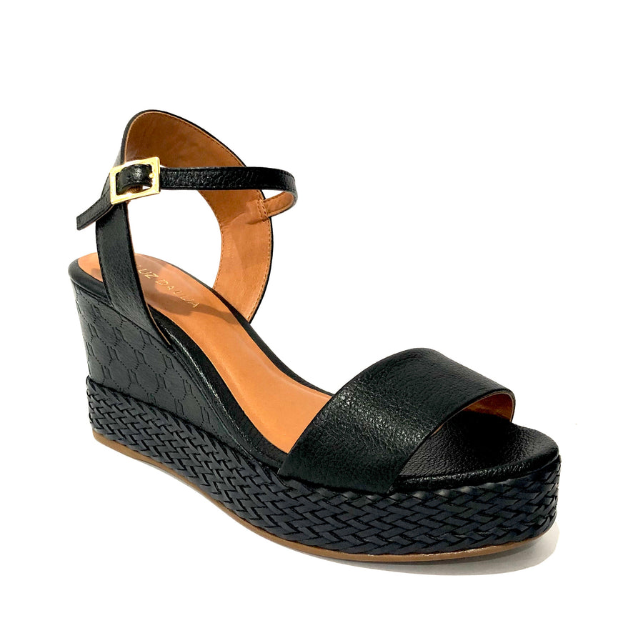 Raven Black Wedge Sandal