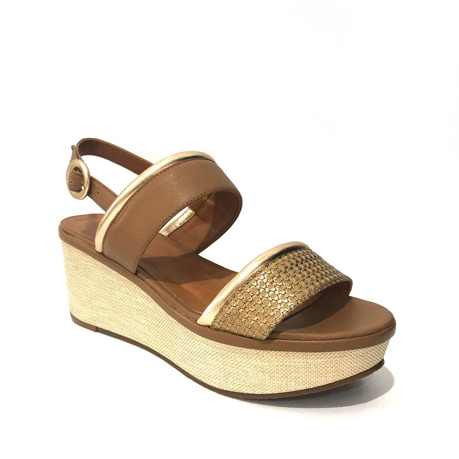 Monet Gold/Tan Wedge Sandal