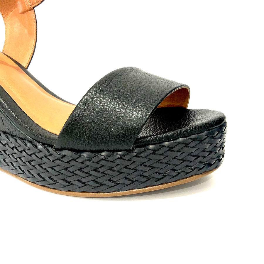 Raven Black Wedge Sandal